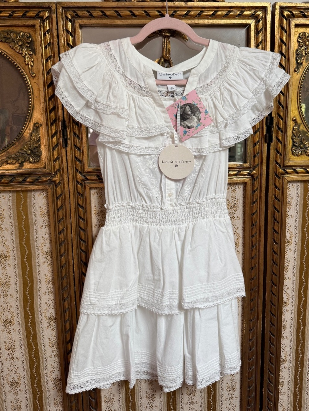 NWT LoveShackFancy x Target Penelope Ruffle Lace Dress White 100% Cotton XS